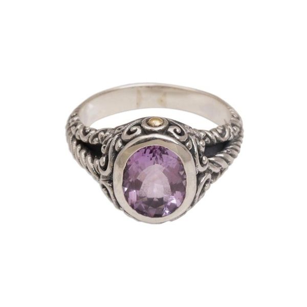 Alternate image for Amethyst Gold Accent and Sterling Silver Single Stone Ring Princess of Vines