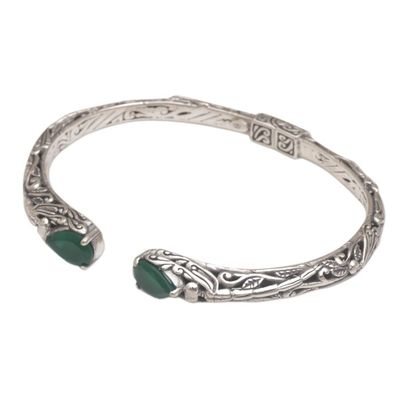 Alternate image for Balinese Green Quartz Sterling Silver Hinged Cuff Bracelet Looking for You