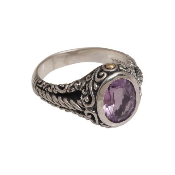 Alternate image for Amethyst Gold Accent and Sterling Silver Single Stone Ring Princess of Vines