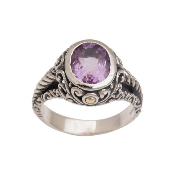 Alternate image for Amethyst Gold Accent and Sterling Silver Single Stone Ring Princess of Vines