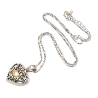 Alternate image for 18k Gold-Accented Heart-Shaped Pendant Necklace from Bali First Passion