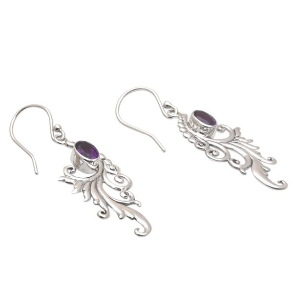 Alternate image for Amethyst and Sterling Silver Dangle Earrings from Bali By the Wind