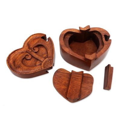 Alternate image for Artisan Crafted Suar Wood Puzzle Box Tug of Love