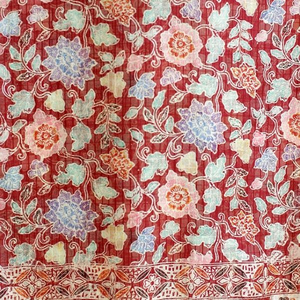 Alternate image for Artisan Crafted Batik Silk Shawl Wrap Wine Garden