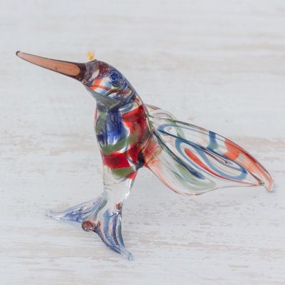 Alternate image for Handcrafted Colorful Hummingbird Blown Glass Figurine Color in Motion