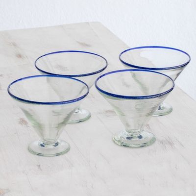 Alternate image for Recycled Glass Martini Glasses from Guatemala Set of 4 Ocean Rim