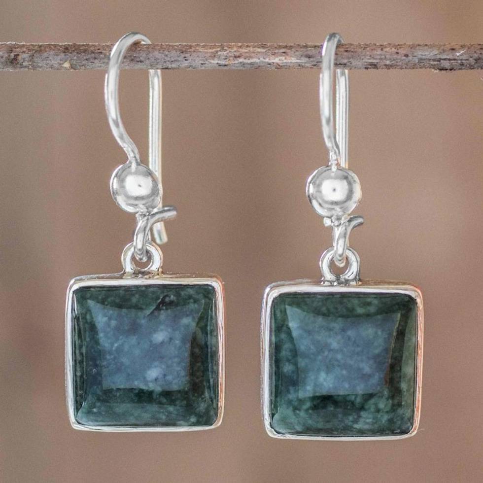 Handmade Sterling Silver Jade Dangle Earrings 'Love's Riches'