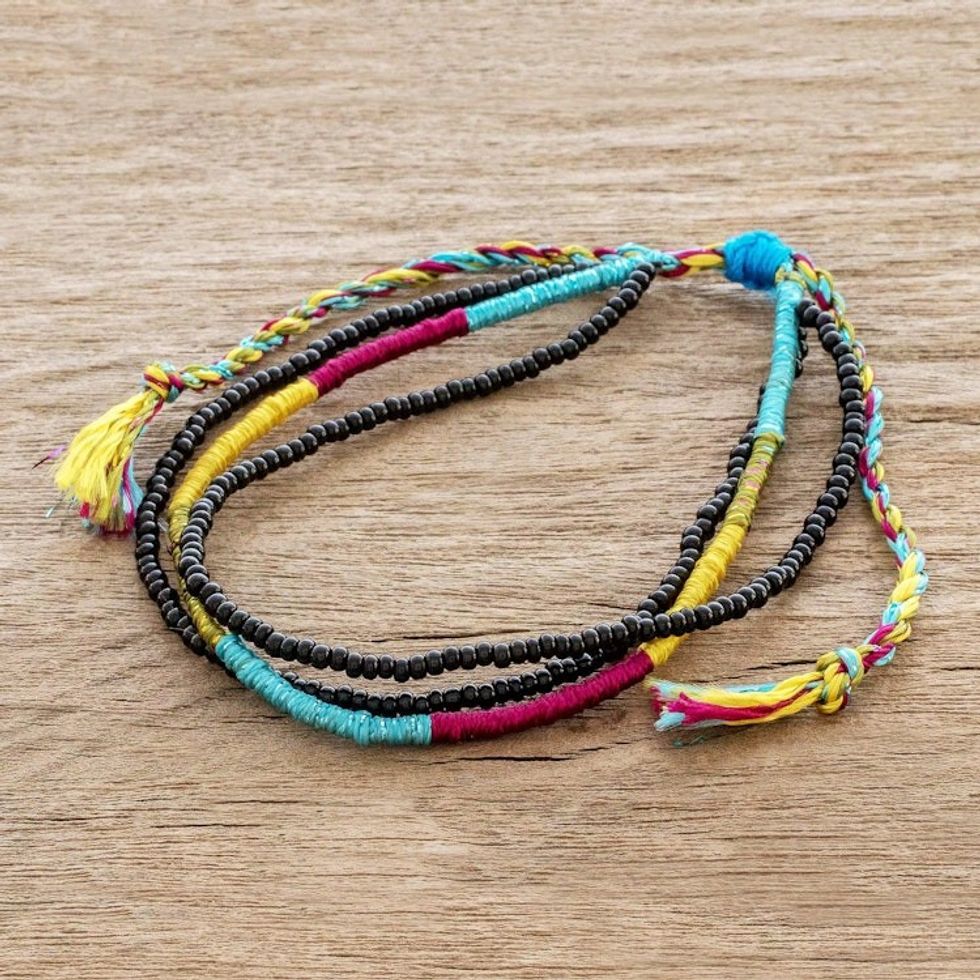 Adjustable Multicolored Beaded Wristband Bracelet 'Alegria'