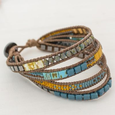 Alternate image for Multicolored Glass Beaded Wristband Bracelet from Guatemala Amatique Bay