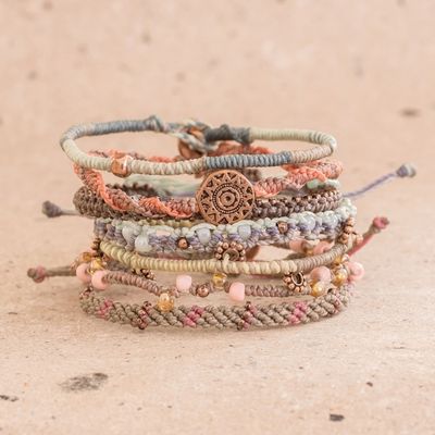 Alternate image for Glass Beaded Macrame Bracelets from Guatemala Set of 7 Boho Histories