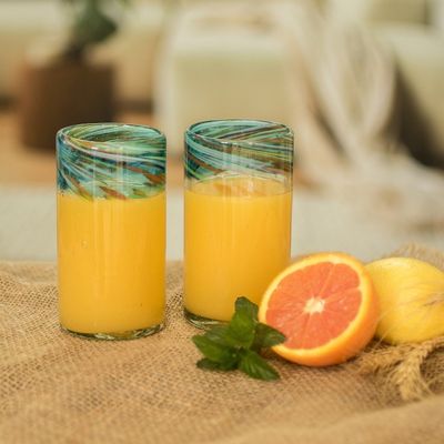 Alternate image for Eco-Friendly Handblown Recycled Glass Tumblers 12oz, Pair Aurora