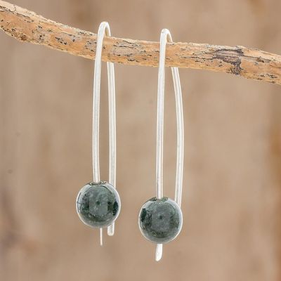 Alternate image for Dark Green Jade Drop Earrings from Guatemala Dark Green Chimera Beauty