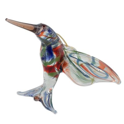 Alternate image for Handcrafted Colorful Hummingbird Blown Glass Figurine Color in Motion