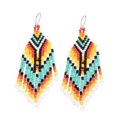 Alternate image for Multicolored Beaded Waterfall Earrings Handmade in Guatemala Multicolor Tradition