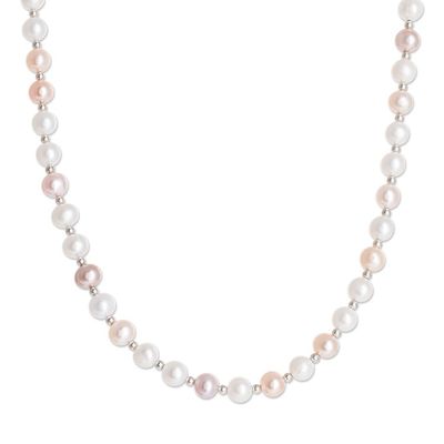Alternate image for Pink and White Cultured Pearl Necklace Subtle Rose