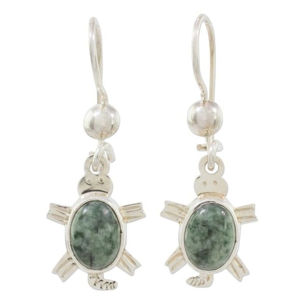 Alternate image for Green Turtle-Themed Jade Dangle Earrings form Guatemala Marine Turtles in Green