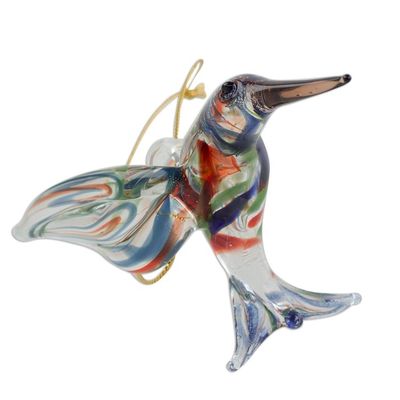 Alternate image for Handcrafted Colorful Hummingbird Blown Glass Figurine Color in Motion
