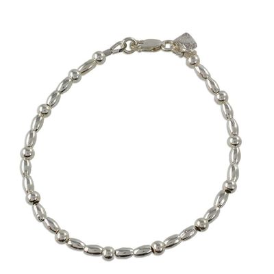 Alternate image for High-Polish Sterling Silver Beaded Bracelet from Guatemala Gleaming Combination
