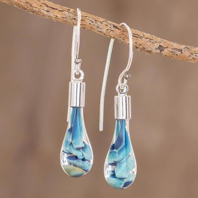 Alternate image for Blue Art Glass Dangle Earrings from Costa Rica Flirty Waves