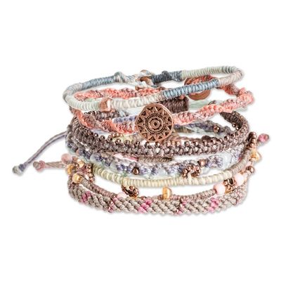 Alternate image for Glass Beaded Macrame Bracelets from Guatemala Set of 7 Boho Histories