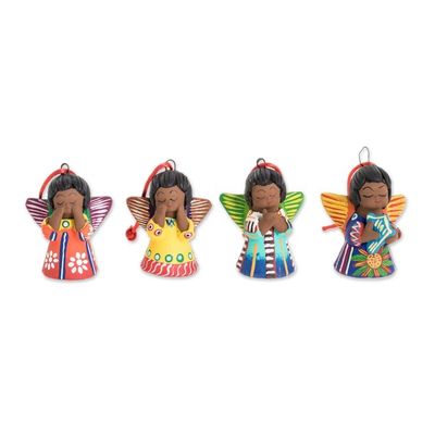 Alternate image for Set of 4 Handcrafted Ceramic Angel Ornaments Heavenly Angels