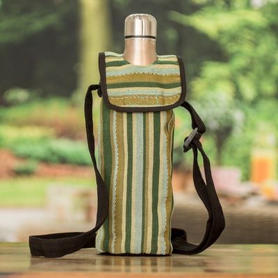 Alternate image for Striped Cotton Bottle Carrier Hand-Woven in Guatemala Faraway Lands