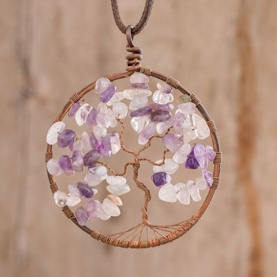 Alternate image for Amethyst Gemstone Tree Pendant Necklace from Costa Rica Amethyst Tree of Life