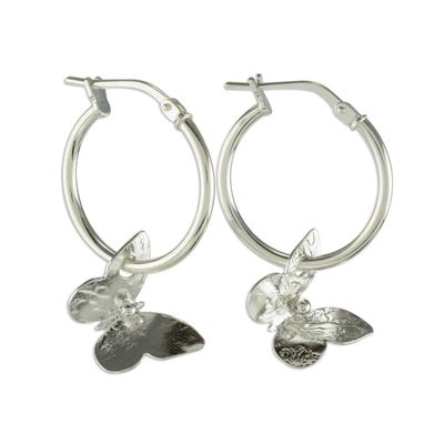 Alternate image for Petite Silver Butterfly Hoop Earrings from Costa Rica Shimmering Butterflies