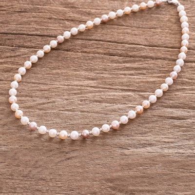 Alternate image for Pink and White Cultured Pearl Necklace Subtle Rose