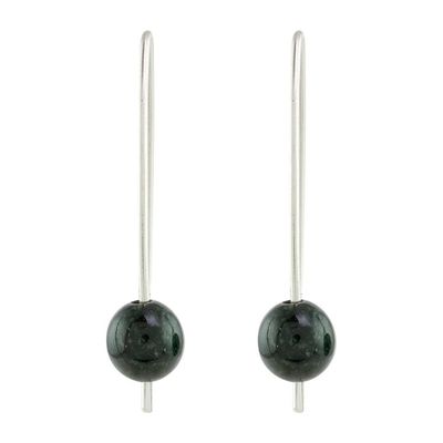 Alternate image for Dark Green Jade Drop Earrings from Guatemala Dark Green Chimera Beauty
