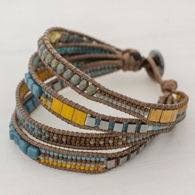 Alternate image for Multicolored Glass Beaded Wristband Bracelet from Guatemala Amatique Bay