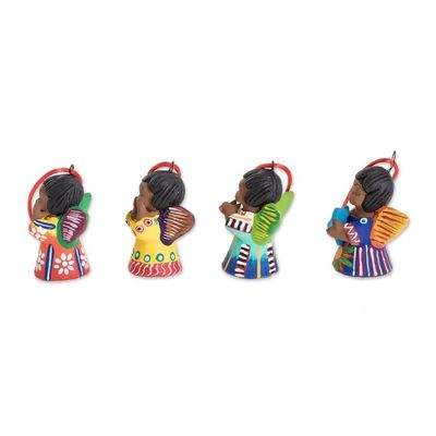 Alternate image for Set of 4 Handcrafted Ceramic Angel Ornaments Heavenly Angels