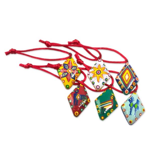 Alternate image for Handmade Ceramic Christmas Ornaments Set of 6 Festive Guatemala