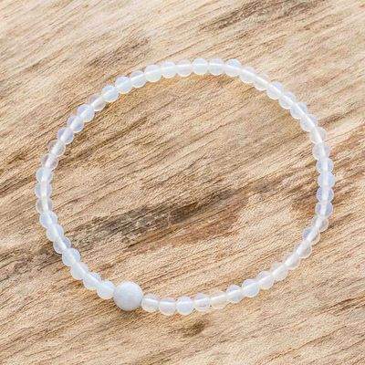 Alternate image for Moonstone and Lilac Jade Beaded Bracelet from Guatemala Lunar Orbit