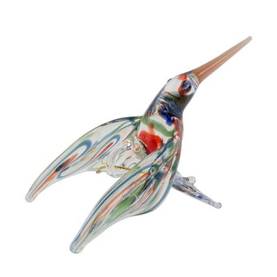 Alternate image for Handcrafted Colorful Hummingbird Blown Glass Figurine Color in Motion