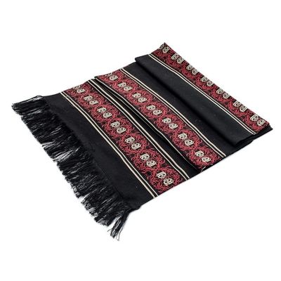 Alternate image for Black and Red Table Runner Peten Flowers