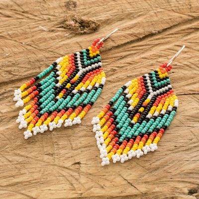 Alternate image for Multicolored Beaded Waterfall Earrings Handmade in Guatemala Multicolor Tradition