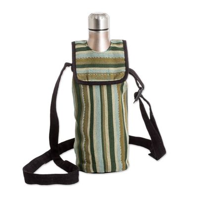 Alternate image for Striped Cotton Bottle Carrier Hand-Woven in Guatemala Faraway Lands