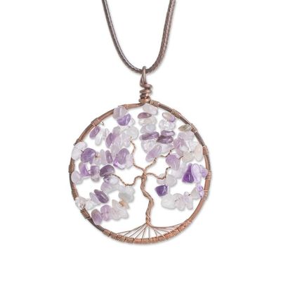 Alternate image for Amethyst Gemstone Tree Pendant Necklace from Costa Rica Amethyst Tree of Life