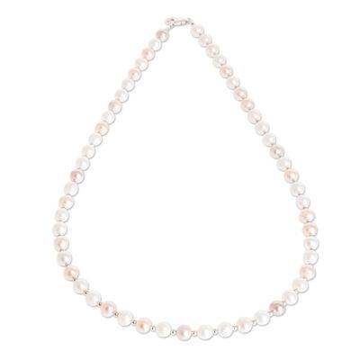 Alternate image for Pink and White Cultured Pearl Necklace Subtle Rose
