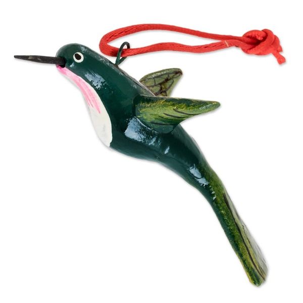 Alternate image for Hand-Painted Ceramic Hummingbird Ornaments Set of 4 Lively Hummingbirds