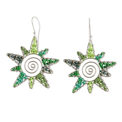 Alternate image for Handmade Crystal  Glass Beaded Star Dangle Earrings Stellar Green