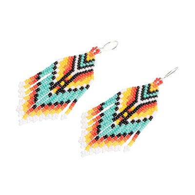 Alternate image for Multicolored Beaded Waterfall Earrings Handmade in Guatemala Multicolor Tradition