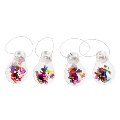 Alternate image for Upcycled Glass Light Bulb Worry Doll Ornaments Set of 4 Worry Not