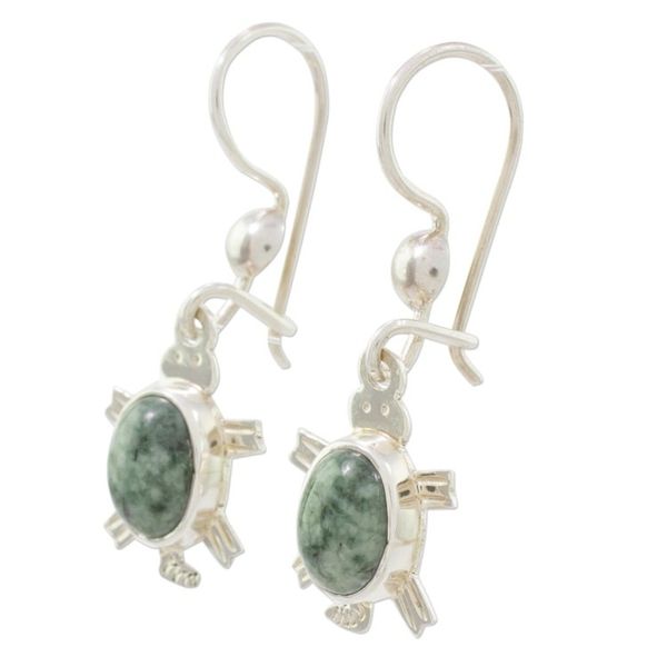 Alternate image for Green Turtle-Themed Jade Dangle Earrings form Guatemala Marine Turtles in Green