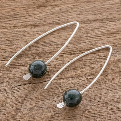 Alternate image for Dark Green Jade Drop Earrings from Guatemala Dark Green Chimera Beauty