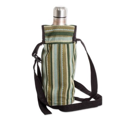 Alternate image for Striped Cotton Bottle Carrier Hand-Woven in Guatemala Faraway Lands