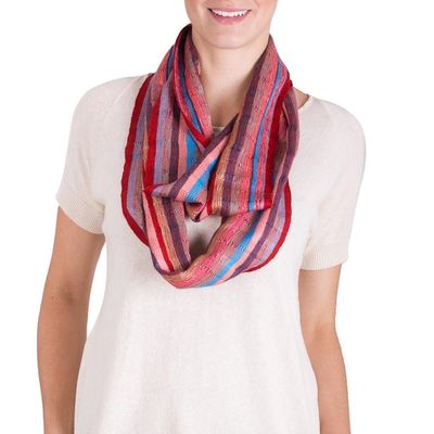 Alternate image for Loom Woven Striped Rayon Infinity Scarf from Guatemala Tenderness