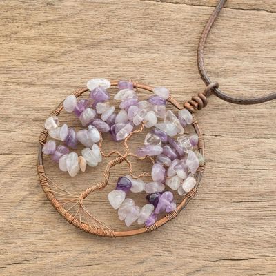 Alternate image for Amethyst Gemstone Tree Pendant Necklace from Costa Rica Amethyst Tree of Life