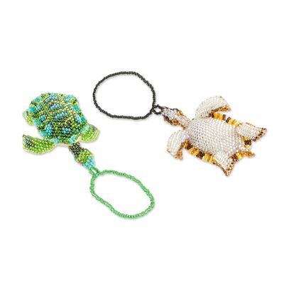 Alternate image for Glass Beaded Sea Turtle Ornaments from Guatemala Pair Colorful Sea Turtles